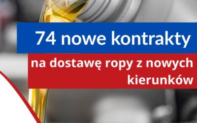 74 nowe kontrakty na dostawę ropy z nowych kierunków